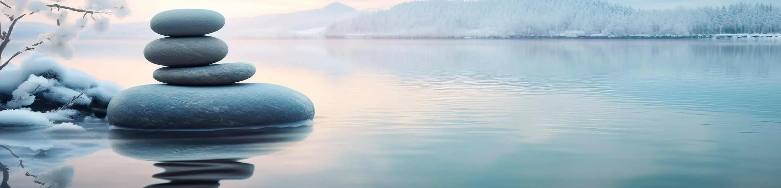 calm winter meditation and health balance background